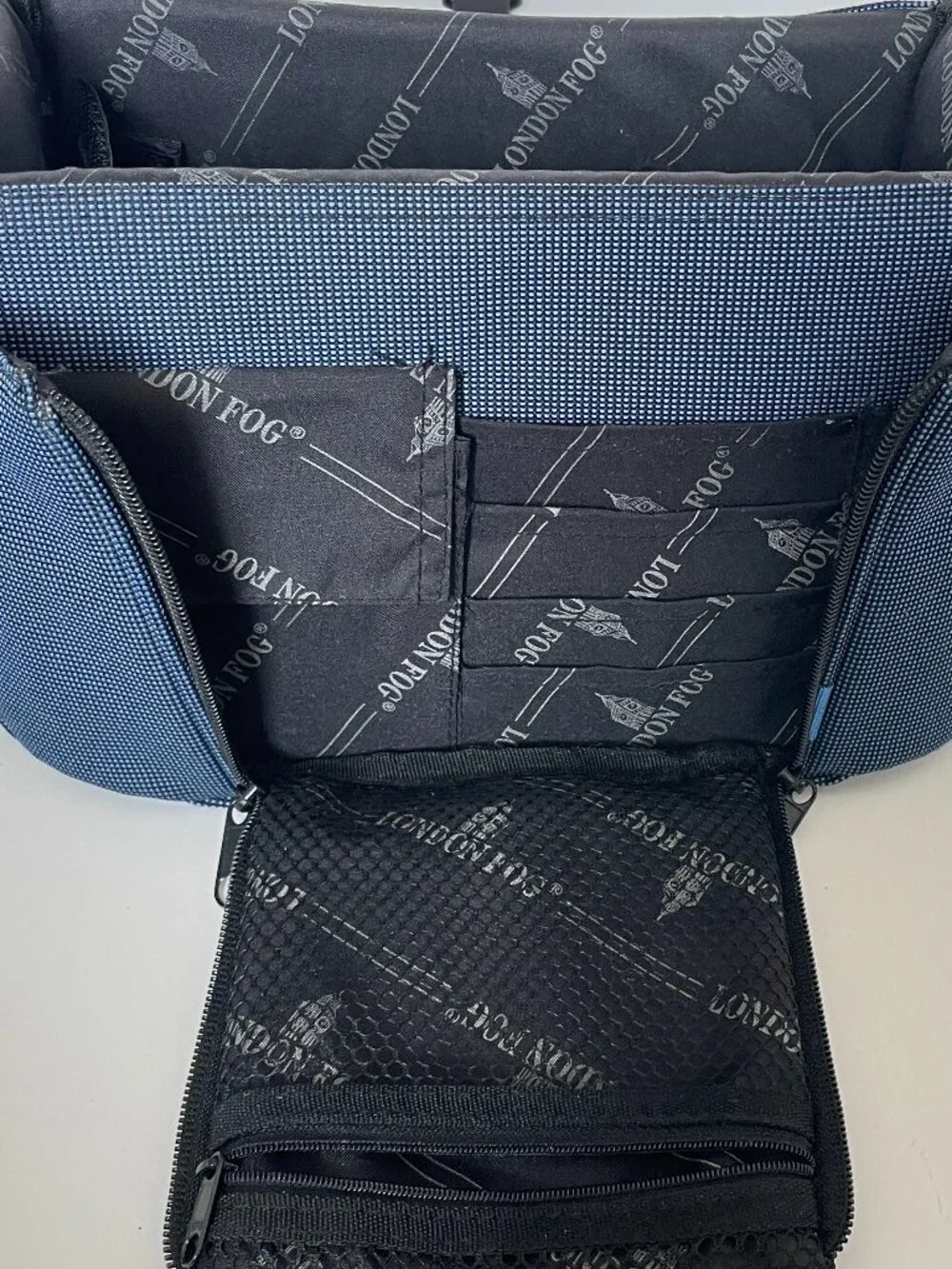 London Fog Camera Crossbody Bag W Strap DSLR Mirrorless Padded 14”x6.5”x7” Blue